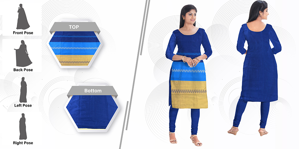 digitally draped salwar/ kurthi front and back pose model