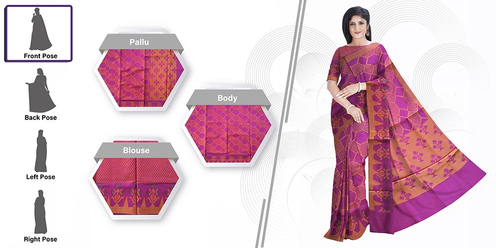 digitally draped saree front pose model